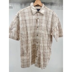 Vintage Big Dogs Mens Plaid Short Sleeve‎ Button Up Shirt Casual Comfort Medium